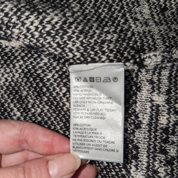 Urban OUTFITTERS Black & White Cotton Open Front Long Lined Knit Cardigan XS - Picture 12 of 13